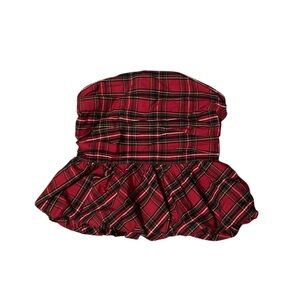 Hollister Red Plaid Strapless Peplum Top